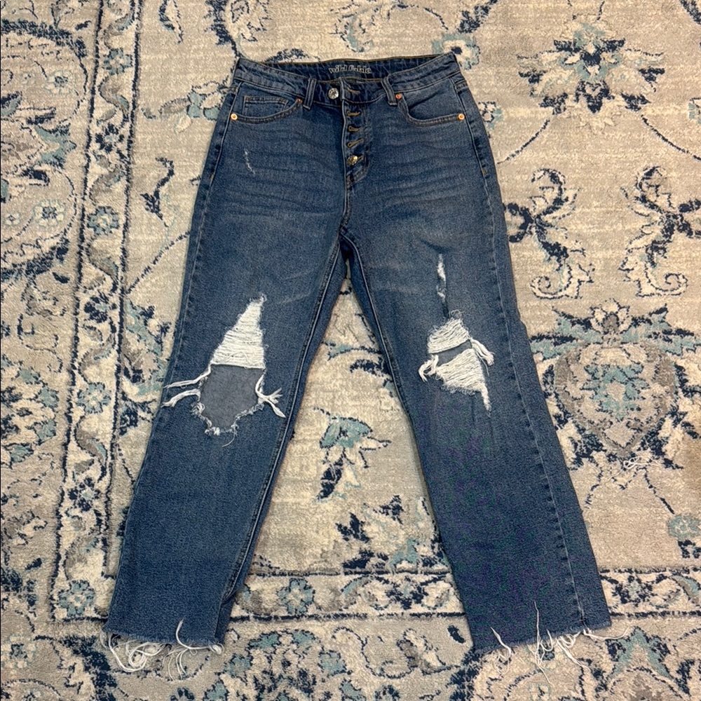 Wild Fable Blue Straight Leg Jeans Distressed